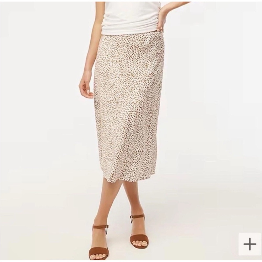 Jcrew Factory NWT cheetah leopard printed bias slip skirt midi elastic waist XS - Picture 9 of 9